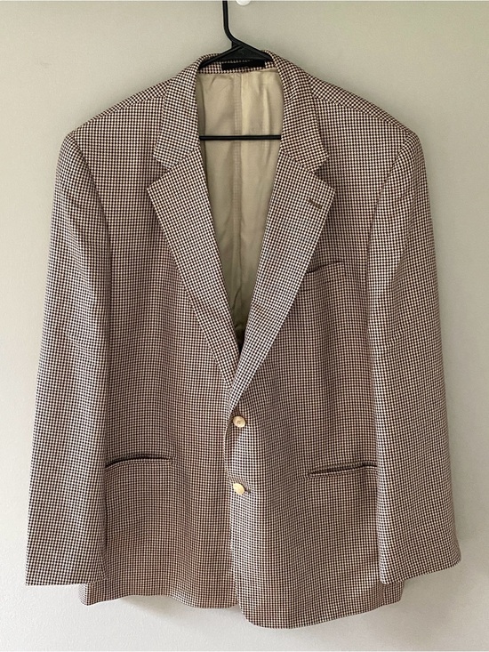 Harry lebow Other - Vintage Harry Lebow Brown Silk Wool Houndstooth Blazer Jacket Sport Coat L 46